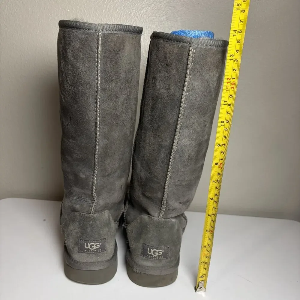 UGG Australia Classic Tall 5815 Gray Sheepskin Boots Womens Size 10